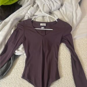 Aritzia V-Neck Long Sleeve Bodysuit - Deep Purple